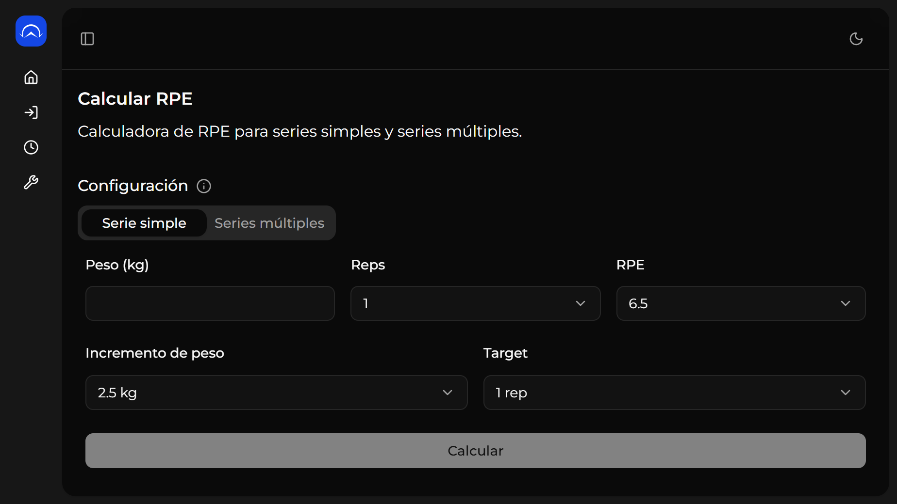 RPE Calculator - Single set